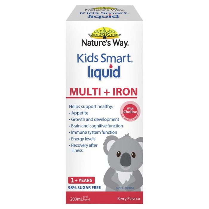 네이쳐스 웨이 키즈 스마트 리퀴드 멀티 + 아이언 200ML Nature&#039;s Way Kids Smart Liquid Multi + Iron 200ml