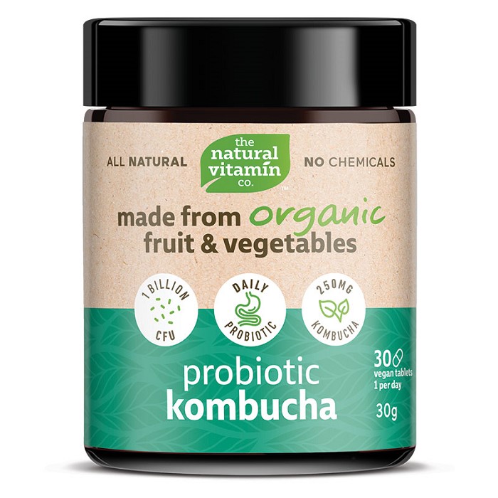 더내츄럴 비타민 코 프로바이오틱 콤부차 30타블렛 The Natural Vitamin Co Probiotic Kombucha 30 Tablets