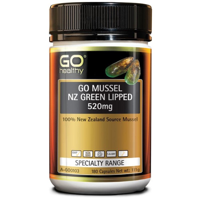 고헬씨 뉴질랜드 초록입홍합 520mg 베지캡슐 180정 GO Healthy Mussel 520mg NZ Green Lipped 180 Vege Capsules