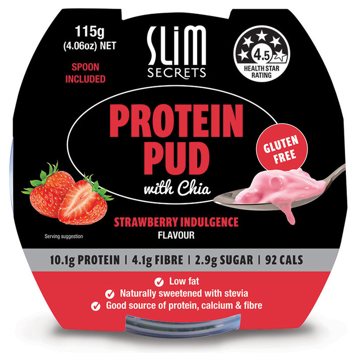 슬림 시크릿 프로틴 퍼드 + 치아 딸기 115g Slim Secrets Protein Pud With Chia Strawberry 115g