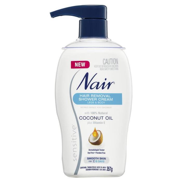 Nair 센시티브 헤어 리무버 샤워 크림 윗 코코넛 오일 357g, Nair Sensitive Hair Removal Shower Cream With Coconut Oil 357g