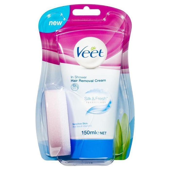 비트 인 샤워 헤어 리무버 크림 센시티브 150ml, Veet In Shower Hair Removal Cream Sensitive 150ml
