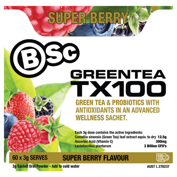BSC 그린 티 TX100 슈퍼 베리 60 x 3g 서브 BSC Green Tea TX100 Super Berry 60 x 3g Serve
