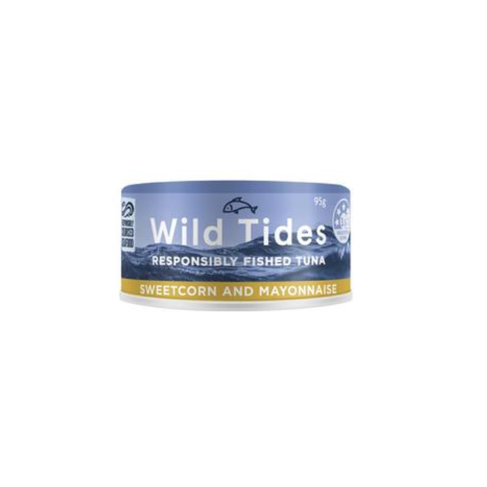 와일드 타이드즈 스위트콘 앤 마요네즈 리스폰서블리 피쉬드 튜나 95g, Wild Tides Sweetcorn And Mayonnaise Responsibly Fished Tuna 95g