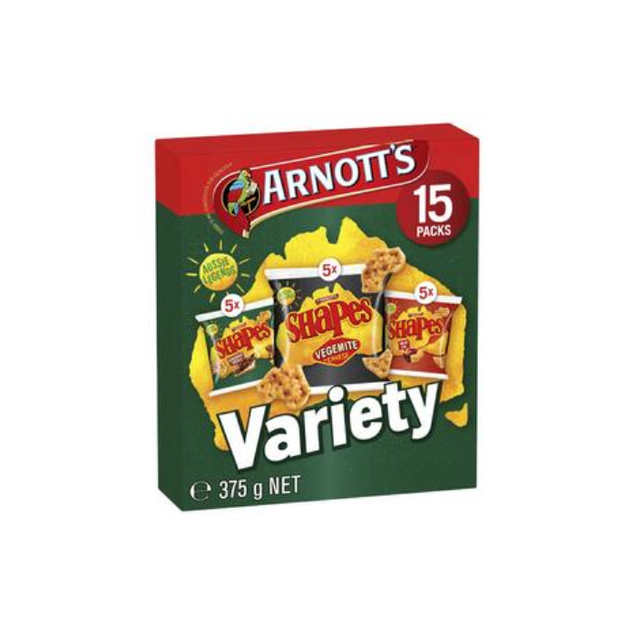 아노츠 쉐입스 크래커 오지 레전드 15 버라이어티 팩스 375g, Arnotts Shapes Crackers Aussie Legends 15 Variety Packs 375g