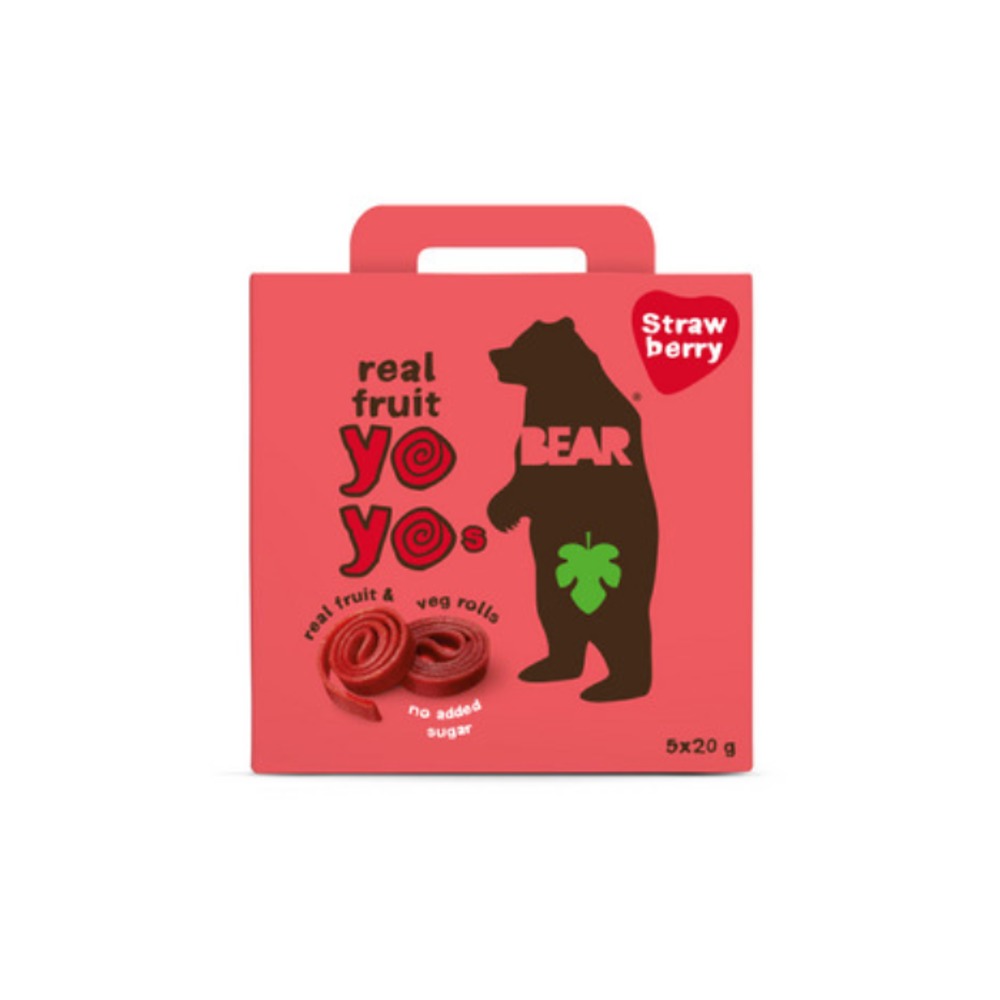 베어 요 요스 스트로베리 리얼 프룻 &amp; 베지 롤스 5 팩 100g, Bear Yo Yos Strawberry Real Fruit &amp; Veg Rolls 5 Pack 100g