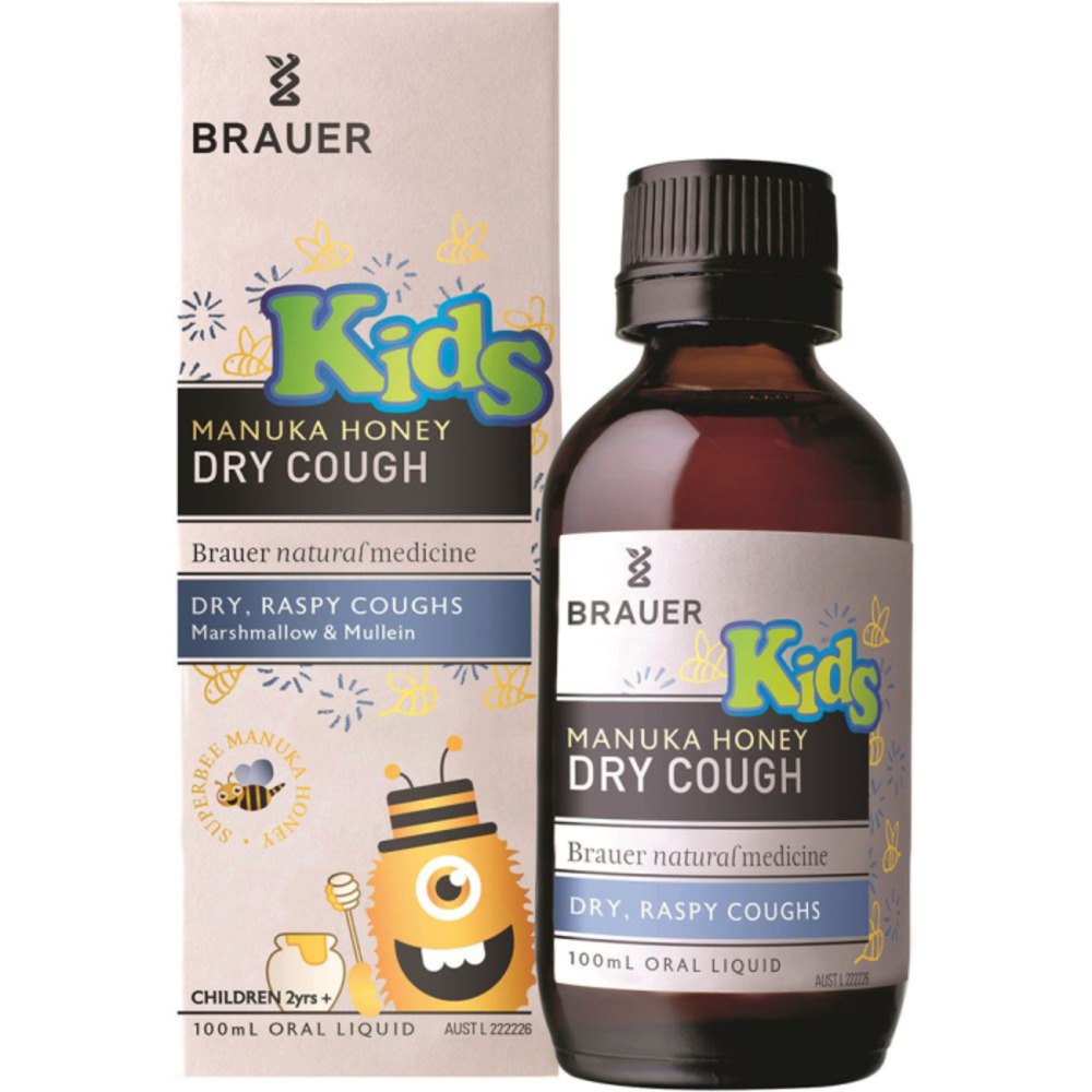 브라우어 키즈 마누카 허니 드라이 기침 (2+ 이얼스) 100ml, Brauer Kids Manuka Honey Dry Cough (2+ years) 100ml