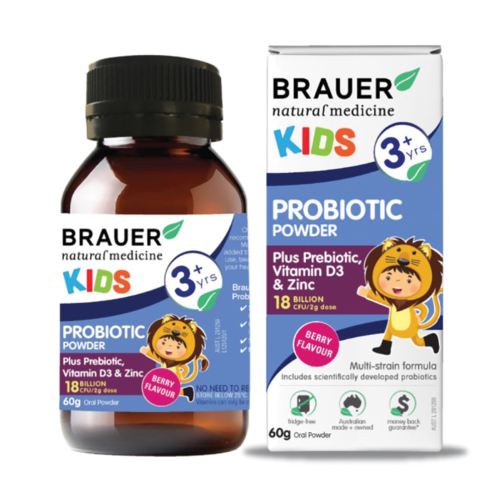 브라우어 키즈 프로바이오틱 파우더 (3+ 이얼스) 60g 오랄 파우더, Brauer Kids Probiotic Powder (3+ years) 60g Oral Powder