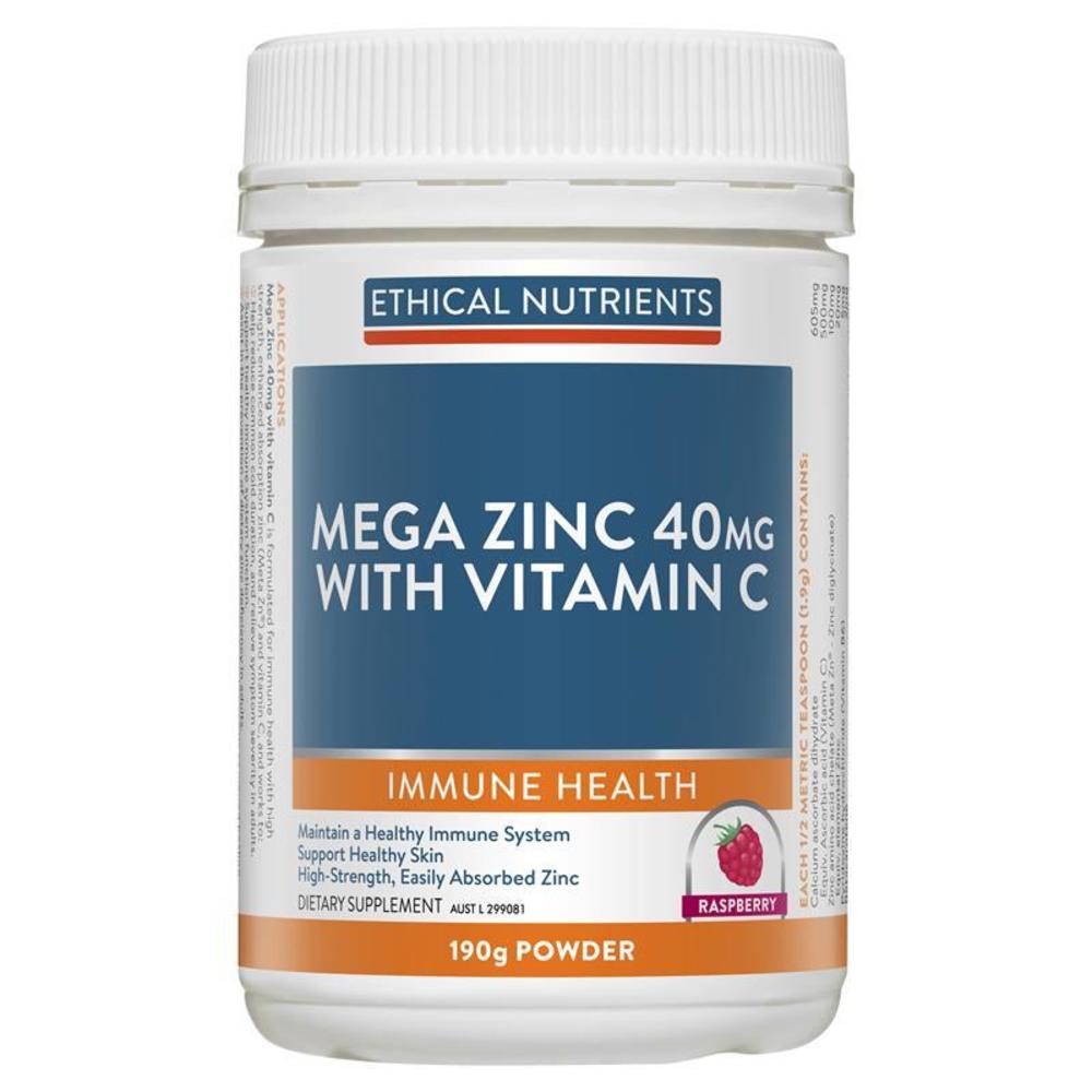 에티컬뉴트리언트 메가조브 메가 아연 파우더 40mg 산딸기 190g Ethical Nutrients MEGAZORB Mega Zinc Powder 40mg (Raspberry) 190g