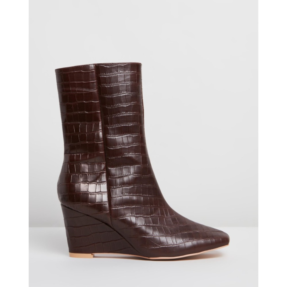 Atmos&amp;Here Lila Leather Wedge Boots AT049SH71RIY