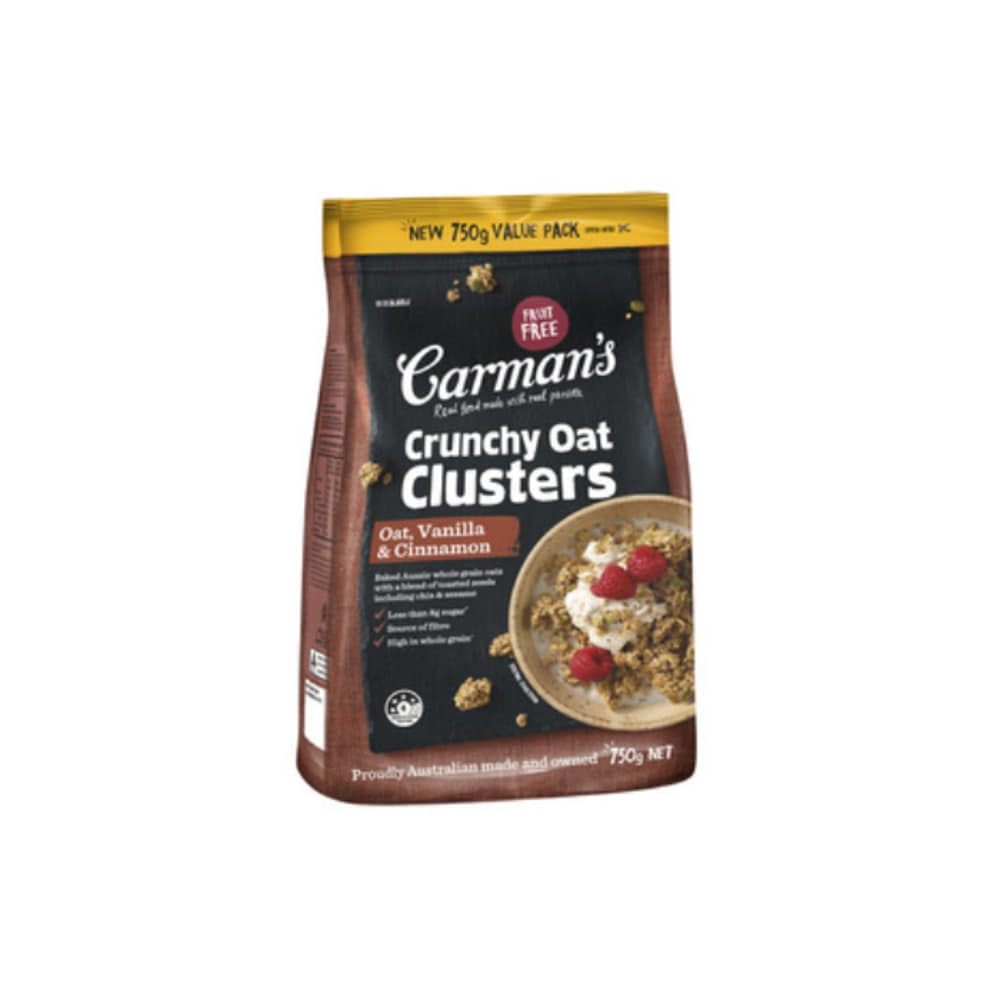 칼만스 크런치 클러스터 시리얼 오트 바닐라 &amp; 시나몬 750g, Carmans Crunchy Clusters Cereal Oat Vanilla &amp; Cinnamon 750g