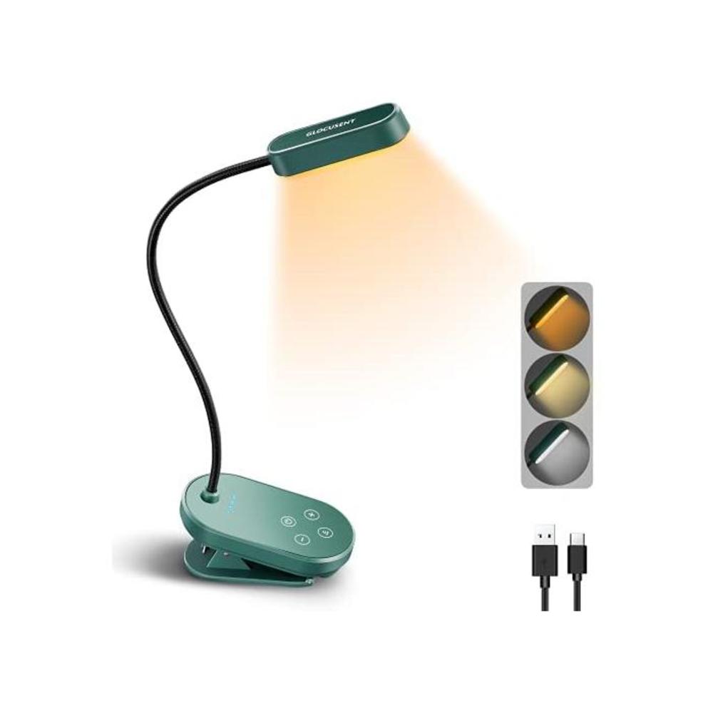 Glocusent Mini Clip-on Book Light for Reading in Bed, Rechargeable Reading Light Amber Mode to Block Blue Light, 16 LEDs &amp; Up to 80 Hours, 3 Eye-Care Modes &amp; 5 Brightness, Perfect B0969MQTLF