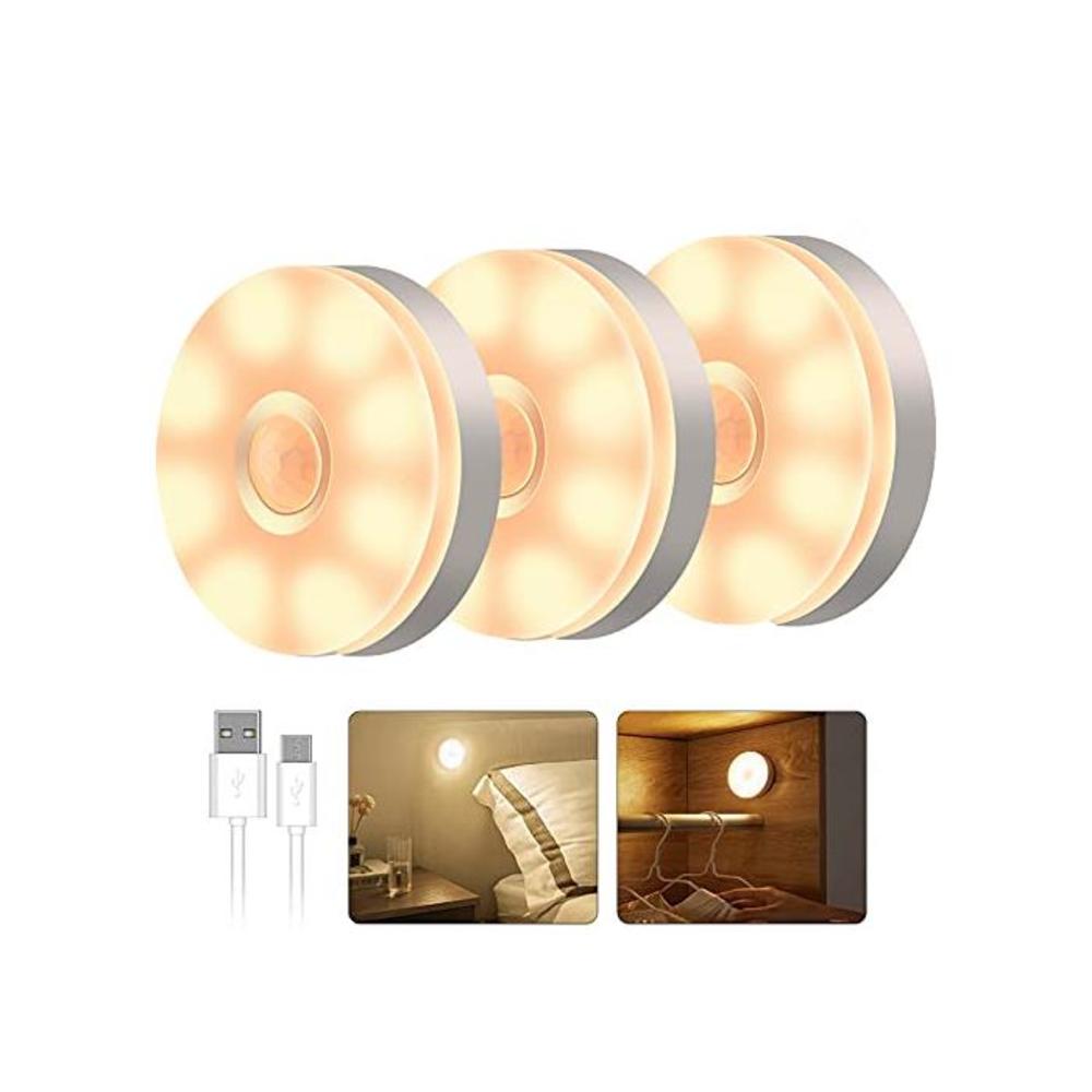 T Tersely 3 Pack LED Motion Sensor Light Indoor Wireless LED Closet Lights , USB Rechargable Night Light Step Light Cabinet Light, Night Safe Lighting for Under Cabinet, Counter, S B091TQFSGT