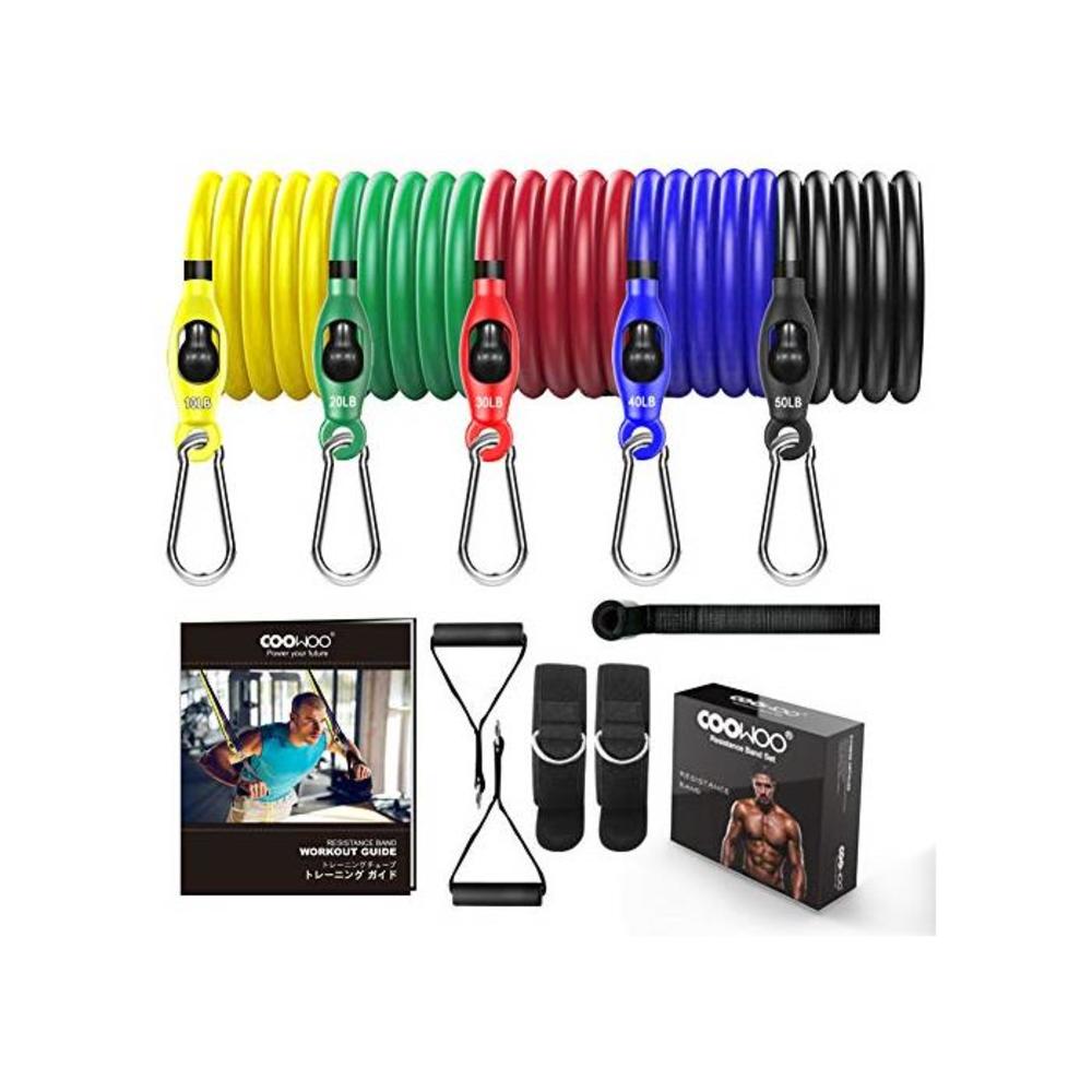 Resistance Bands Set Exercise Bands, Home Workouts with 5 Fitness Tubes, 2 Foam Handles, 2 Ankle Straps, Door Anchor, Carrying Pouch-Yoga, Crossfit, Pilates for Physio Home Gym Equ B086MGSDLR