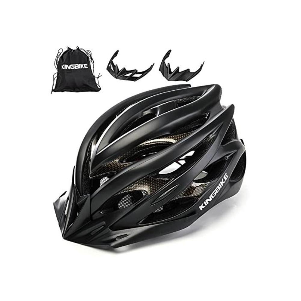 KINGBIKE Ultralight Specialized Bike Helmets CPSC&amp;CE Certified with Rear Light + Portable Simple Backpack + Detachable Visor for Men Women (Black&amp;Green, L/XL(59-63CM)) … B07B8HMCV1