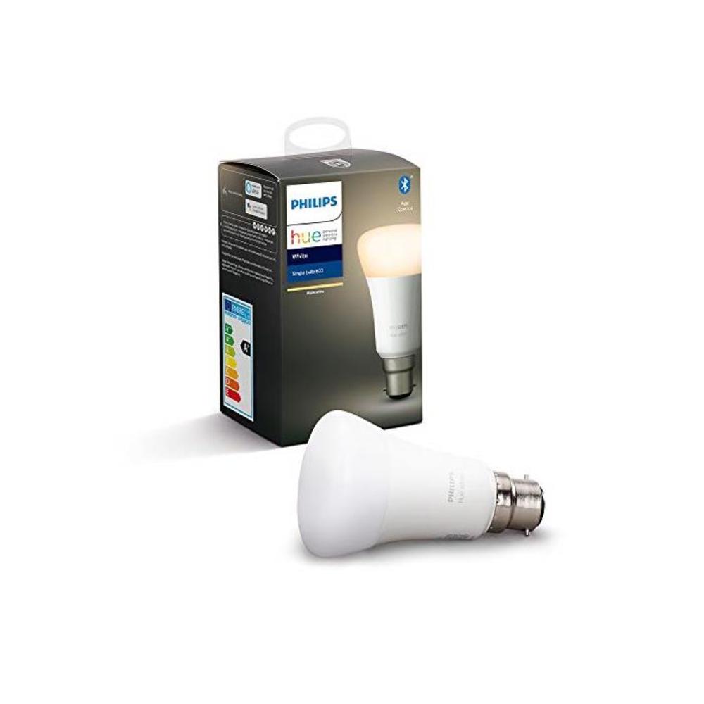 Philips Hue White Single Smart Bulb LED [B22 Bayonet Cap] with Bluetooth, Compatible with Alexa and Google Assistant B07V48ZWM5
