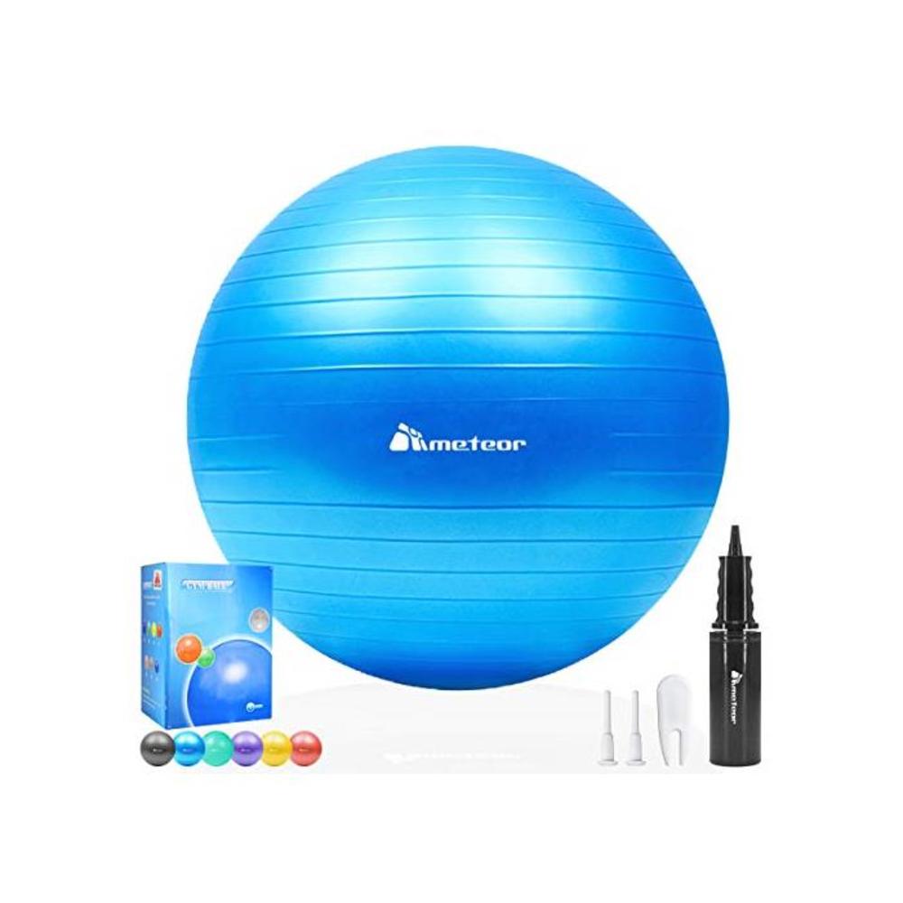 Meteor Anti-Burst Yoga Ball Swiss Ball with Air Pump for Exercise Pilates Balance Workout Fitness Pregnant Therapy Relaxation Stretching - Supports 250KG, 55cm 65cm 75cm 85cm B07B4ZX8SP