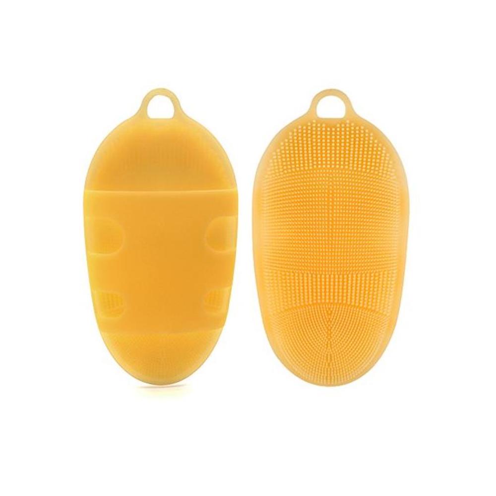 (1st generation, Yellow) - INNERNEED Soft Silicone Body Brush Body Wash Bath Shower Glove Exfoliating Skin SPA Massage Scrubber Cleanser, for sensitive and all kind skins (Yellow) B01N0T13AS