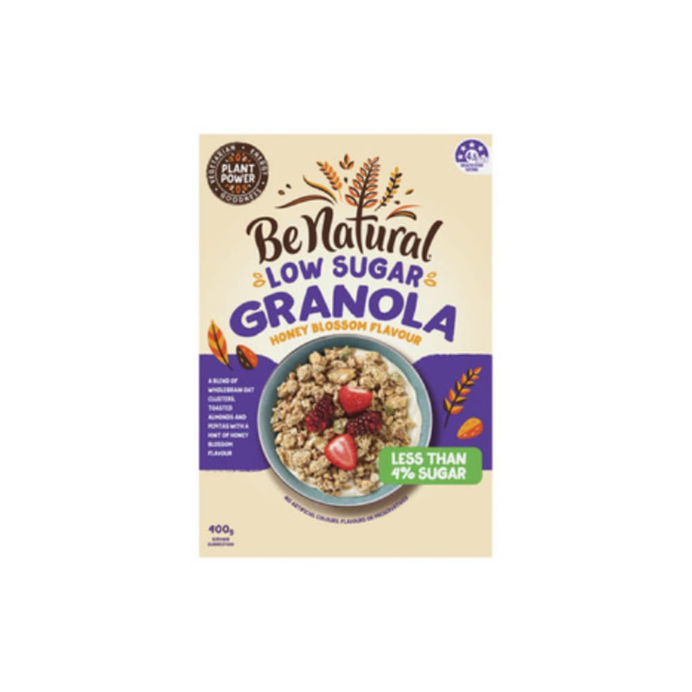 비 내추럴 로우 슈가 그라놀라 브렉퍼스트 시리얼 위드 홀 그렌인스 앤 허니 블로섬 플레이버 400g, Be Natural Low Sugar Granola Breakfast Cereal With Whole Grains and Honey Blossom Flavour 400g