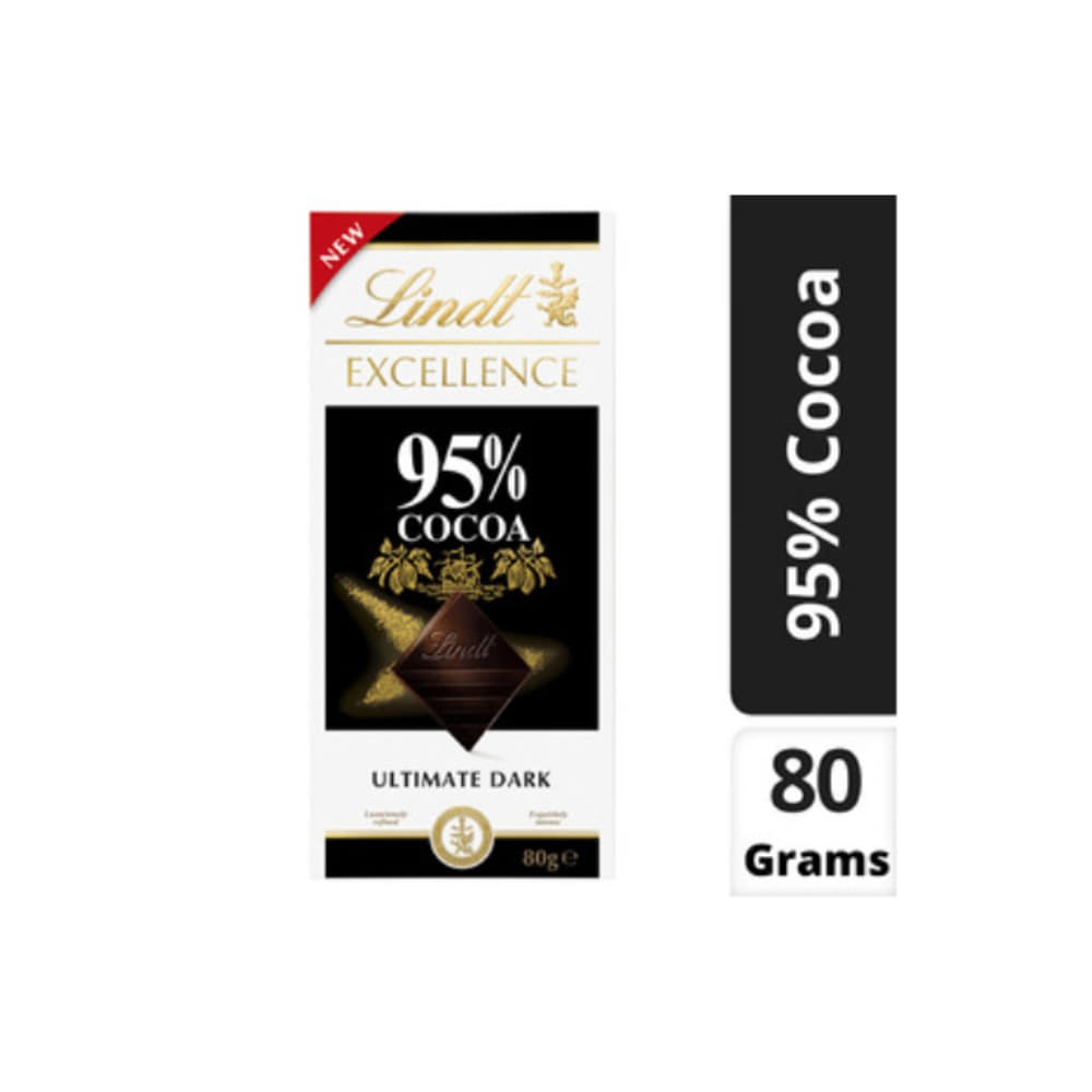 린트 엑설런스 95% 코코아 울티메이트 다크 초코렛 블록 80g, Lindt Excellence 95% Cocoa Ultimate Dark Chocolate Block 80g