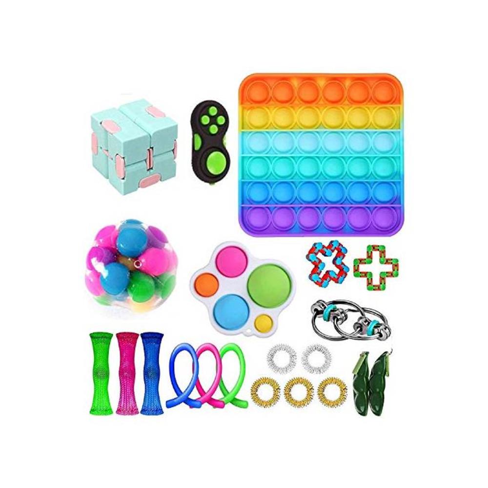 Fidget Toys Set, Fidget Toy Pack for Adults and Kids, Sensory Toys, Push pop Bubble, Figetget Toys Pack for Stress and Anxiety Relief of ADHD and Autism Stress Toy (Fidget Pack) B08ZQ61CKX