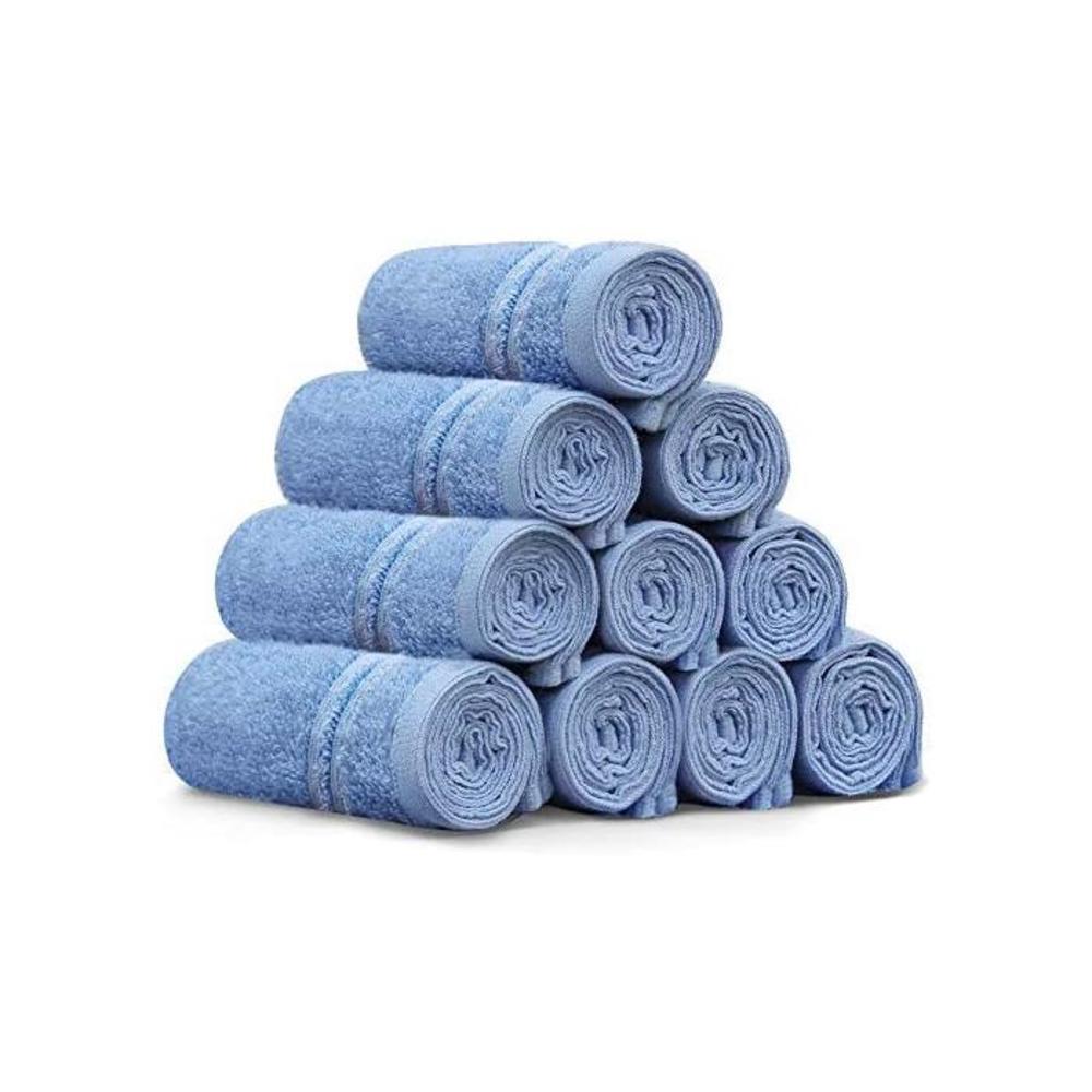 JustLINEN Facial Cloths Towels, 500GSM, Makeup Removing Cloths Fast Drying Face Washer Cloths Kitchen Towel 10 Pack 30X30cm-Blue Suede B08WQ1919L