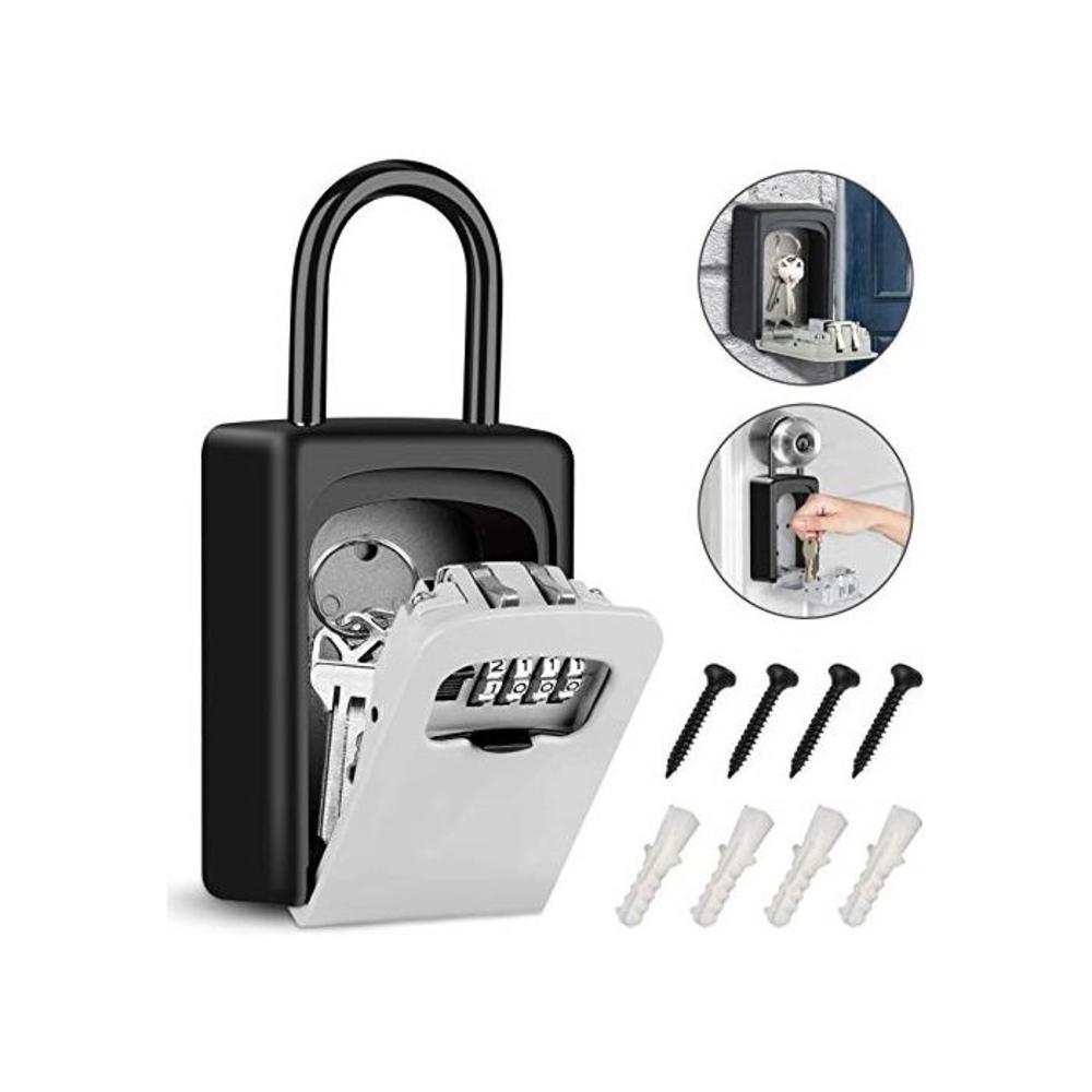 Tobeape Key Lock Box with Hook, Portable Wall Mount Key Storage Box with 4 Digit Resettable Code Combination&amp; Slide Cover for Home Hotel School Company Spare Keys B085VNTY59