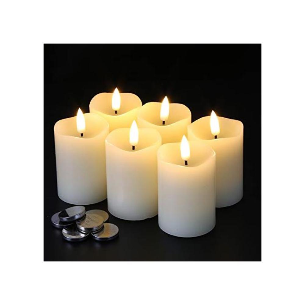 Eywamage Flameless Pillar Candles D 2 H 3 Flickering Real Wax LED Votive Candles with Timer Battery Operated 6 Pack Ivory B07WKFJM48