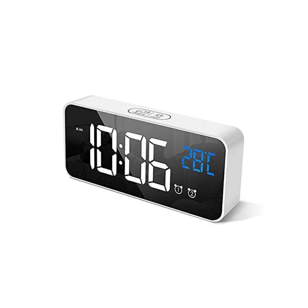 Digital Alarm Clock, with Large Led Temperature Display, Portable Alarm Clock Digital, Snooze Time, Four-Level Adjustable Brightness Dimmer, 13 Music USB Charging Ports, Suitable f B0923L81MW