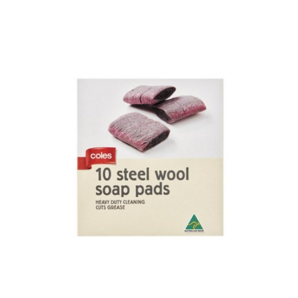 콜스 스마트 바이 스틸 울 솝 패드 10 팩, Coles Smart Buy Steel Wool Soap Pads 10 pack