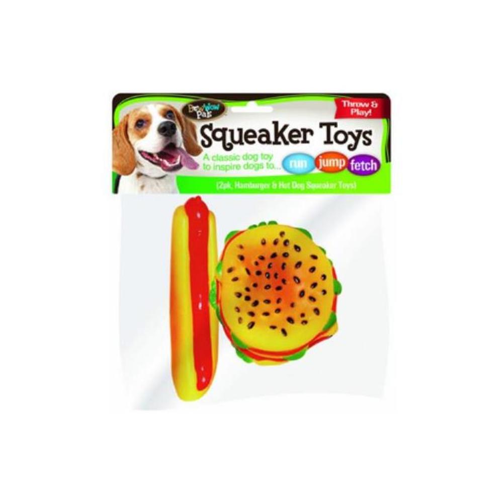 Bow Wow Pals Squeaker Toy Hamburger &amp; Hot Dog 2 pack 2940845P