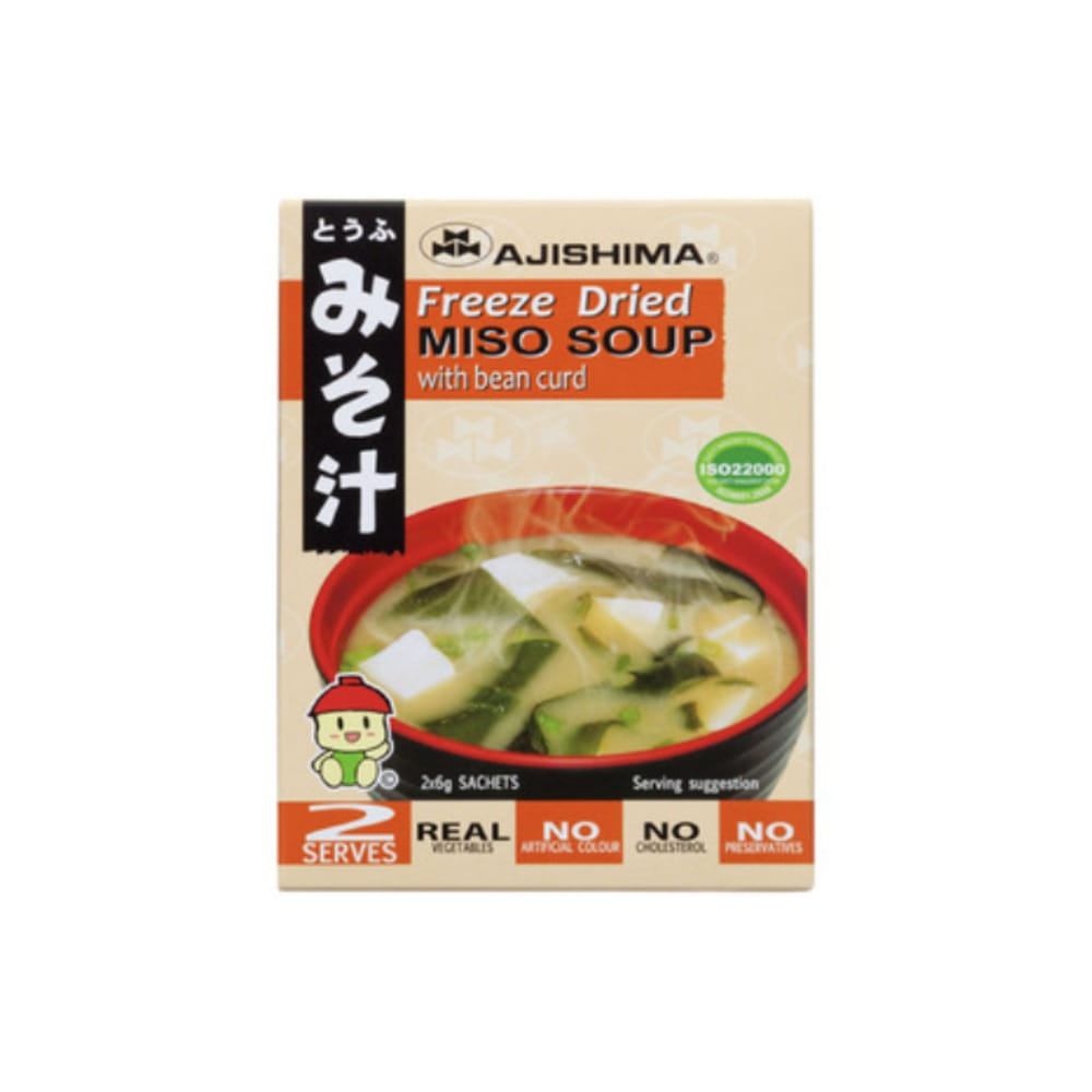 아지시마 프리즈 드라이드 미소 수프 위드 빈 커드 12g, Ajishima Freeze Dried Miso Soup With Bean Curd 12g