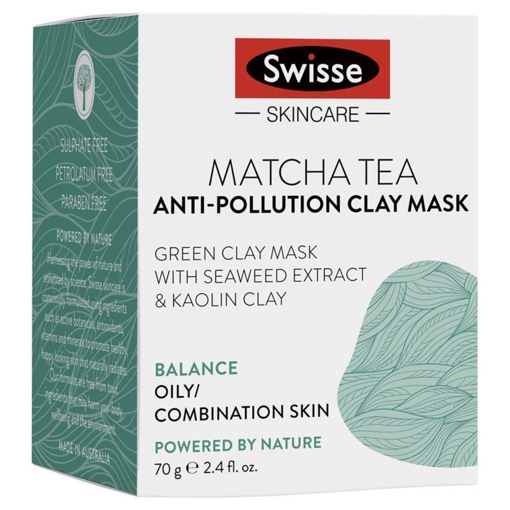 스위스 마차 티 안티 폴루션 클레이 마스크 70g, Swisse Matcha Tea Anti Pollution Clay Mask 70g