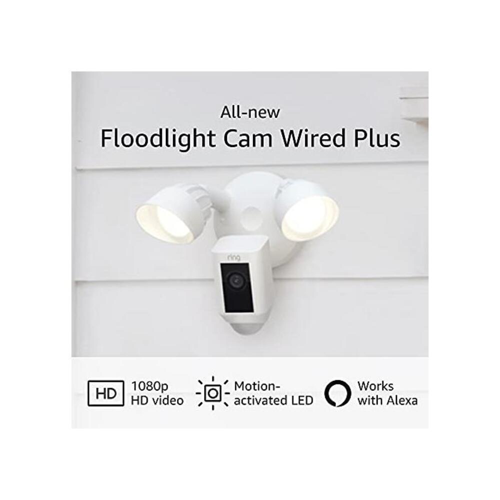All-new Ring Floodlight Cam Wired Plus with motion-activated 1080p HD video, White (2021 release) B08F6H9RZT