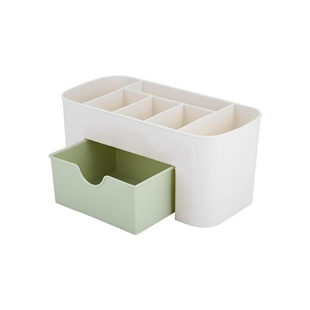 Multi-Functional Desktop Organizer with Drawer, Plastic Storage Box Jewelry Makeup Holder Stationery Holder for Home Office, 21 x 10 x 10cm (Green) B07ZJLJ4MP