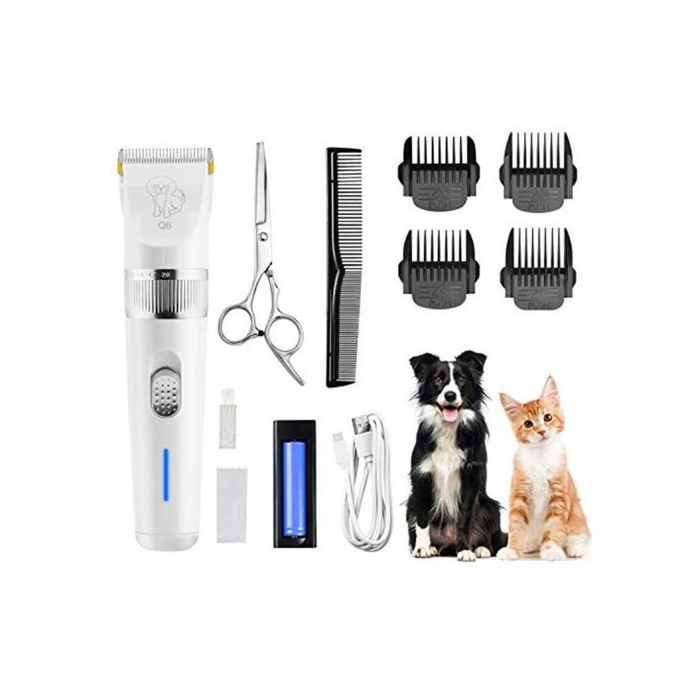 Dog Clippers,Low Noise Pet Clippers with Detachable Blades,Rimposky Rechargeable Dog Trimmer Pet Grooming Kit with USB Cable,Combs,Brush,Pet Hair Clippers for Dog Cat Small Animal( B07PB92DQJ