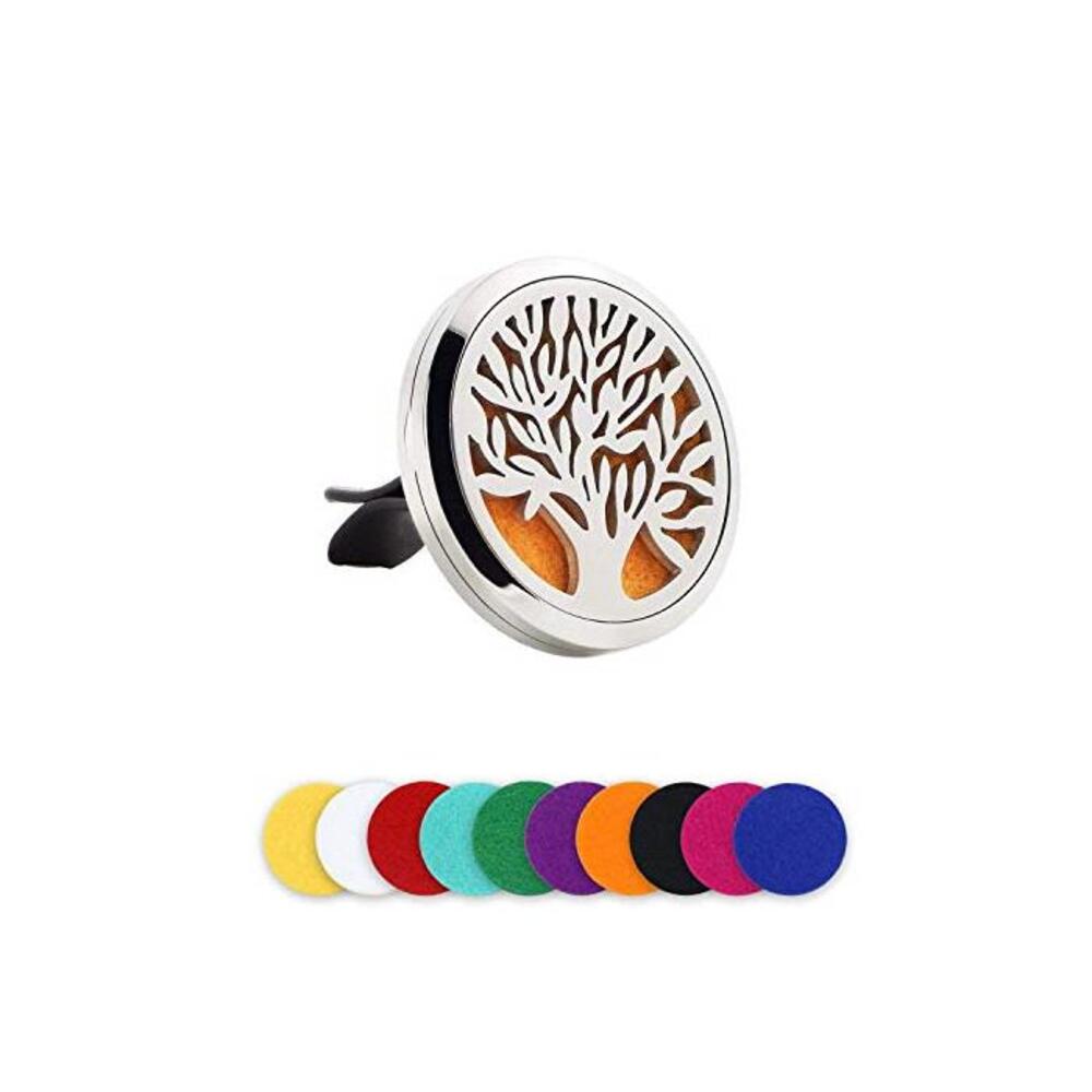 LURICO Car Air Freshener Aromatherapy Essential Oil Diffuser, Car Fragrance Diffuser Vent Clip, Aromatherapy Air Purifier for Air Vent Aromatherapy with 10 Felt Pads (Tree of Life) B07MQY5HSZ