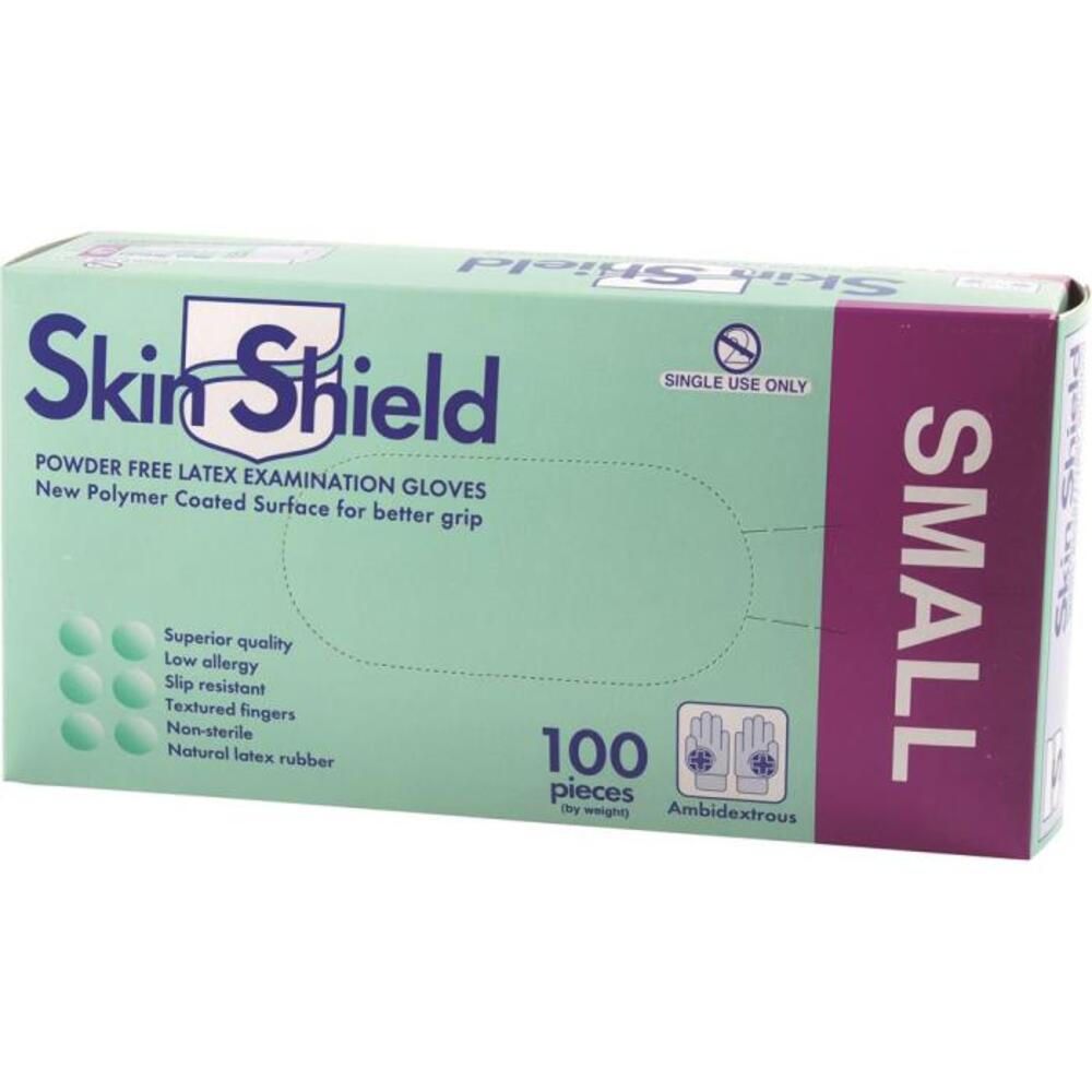 스킨 쉴드 라텍스 그로브스 파우더 프리 스몰 x 100 팩, Skin Shield Latex Gloves Powder Free Small x 100 Pack