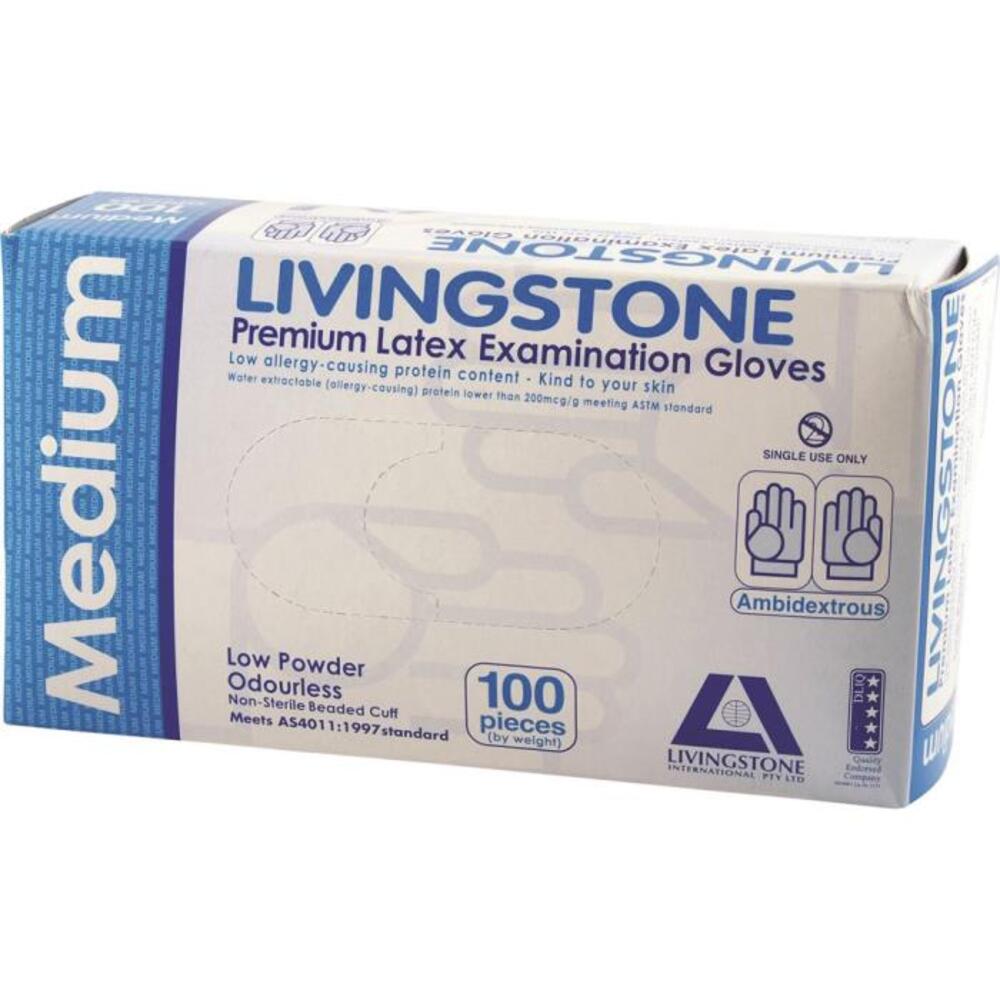 리빙스톤 라텍스 그로브스 로우 파우더 미디엄 x팩, Livingstone Latex Gloves Low Powder Medium x 100 Pack