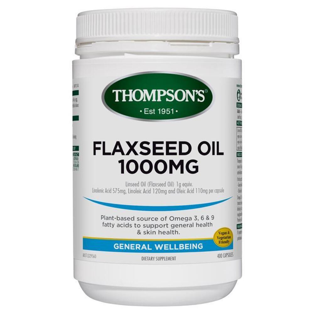 톰슨 젤-프리 아마씨유 1000mg 400 정 Thompsons Gel-Free Flaxseed Oil 1000mg 400 Capsules