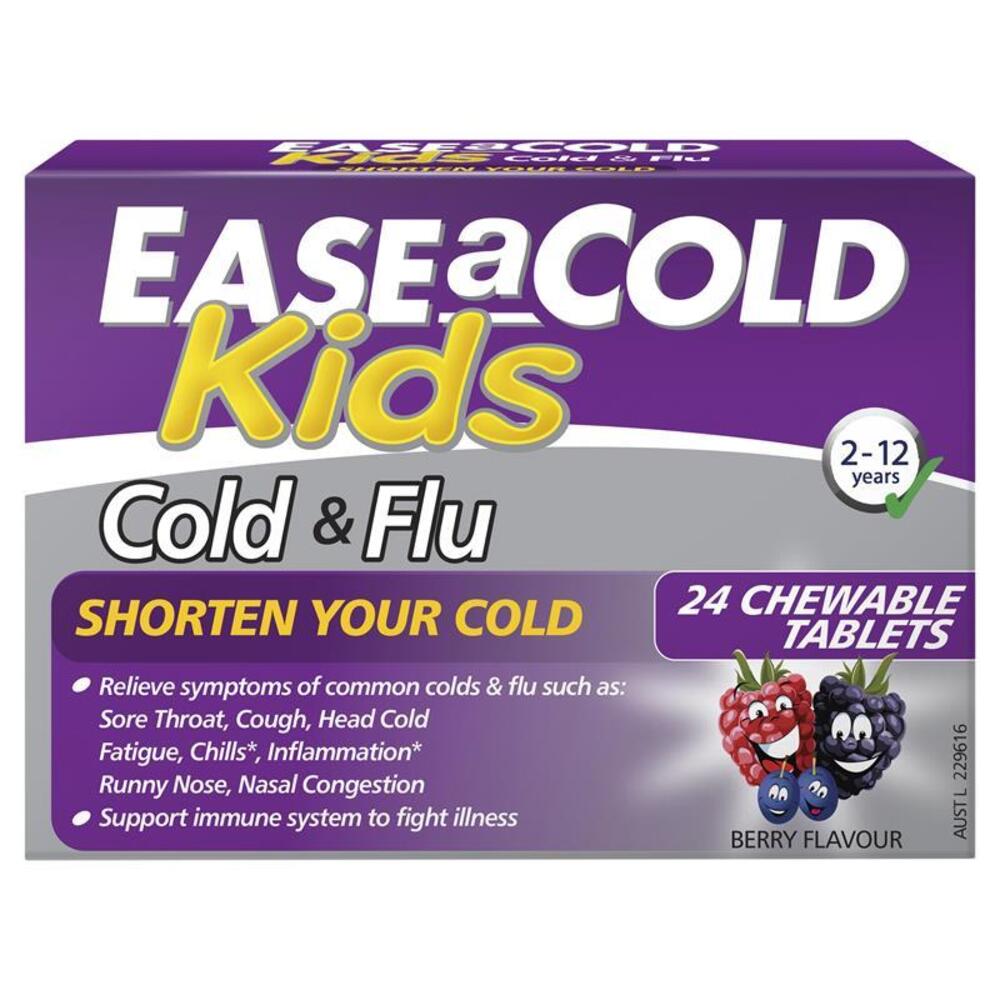 이즈어콜드 콜드 and 플루 키즈 베리 24 츄어블타블렛 Ease a Cold Cold and Flu Kids Berry 24 Chewable Tablets
