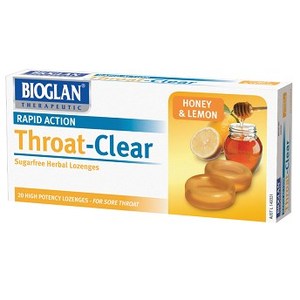 바이오글란 Bioglan Throat Clear Honey and Lemon 20 Lozenges