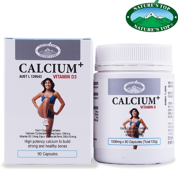 네이쳐스탑 칼슘 비타민 D3 1500mg 90정  Nature&#039;s Top Calcium Plus Vitamin D3 1500mg 90Capsules