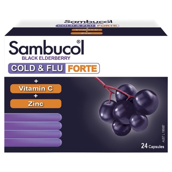 삼부콜 콜드앤플루 포르테 24정 Sambucol Cold &amp; Flu Forte 24 Capsules