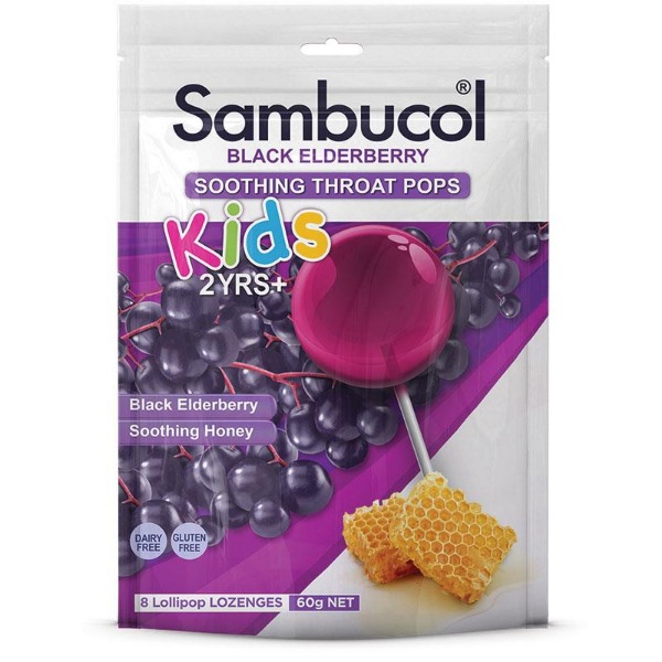 삼부콜 키즈 수딩 쓰로트 롤리팝스 8개 Sambucol Kids Soothing Throat Pops 8 Pack