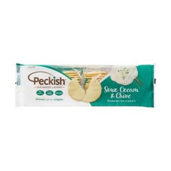 페키쉬 사워 크림 &amp; 차이브스 라이드 크래커, Peckish Sour Cream &amp; Chives Rice Crackers