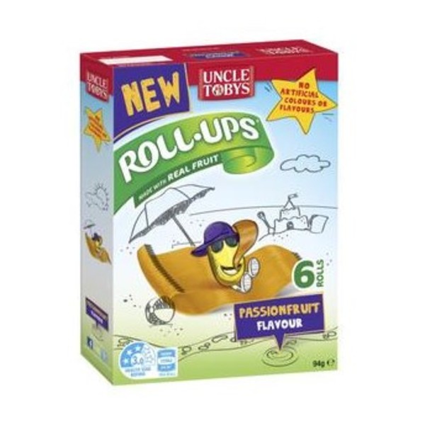 엉클 토비스 패션프룻 플레이버 롤 업 6 팩, Uncle Tobys Passionfruit Flavour Roll Ups 6 pack