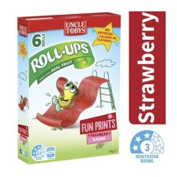 엉클 토비스 스트로베리 플레이버 롤 업 6 팩, Uncle Tobys Strawberry Flavour Roll Ups 6 pack