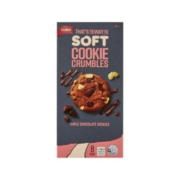 콜스 소프트 트리플 초코렛 쿠키 크럼블스 8 팩 210g, Coles Soft Triple Chocolate Cookie Crumbles 8 Pack 210g