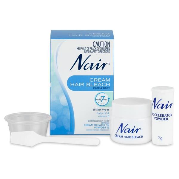 Nair 크림 표백 포 페이스 앤 바디 28g + 7g, Nair Cream Bleach for Face and Body 28g + 7g